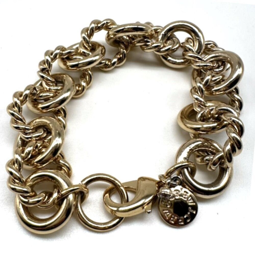 J. Crew Chunky Chain Link‎ Gold Tone Bracelet vintage inspired statement